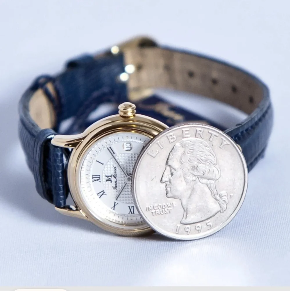 Jean Marcel Swiss Made Women's Blue Leather Date Watch
